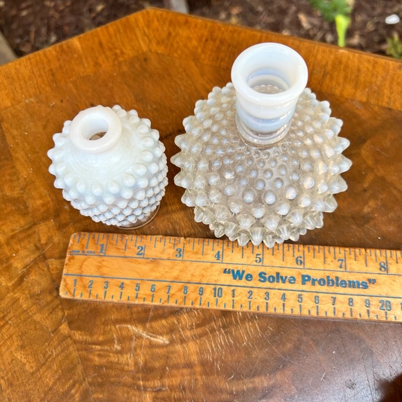Vintage Fenton Opalescent Glass Vases/ hobnail milk glass perfume bottles - Picture 5 of 6